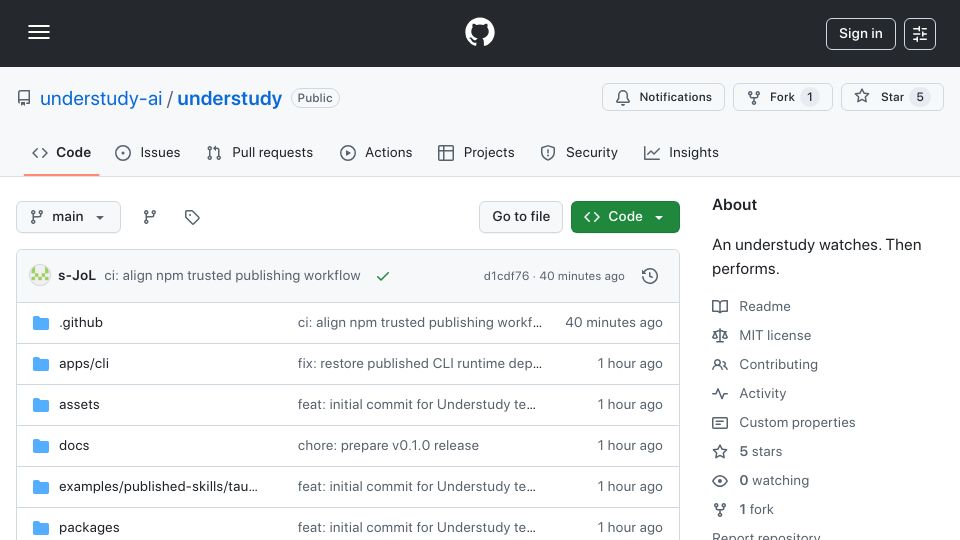 Screenshot of github.com: Show HN: Understudy – Teach a desktop agent by demonstrating a task once