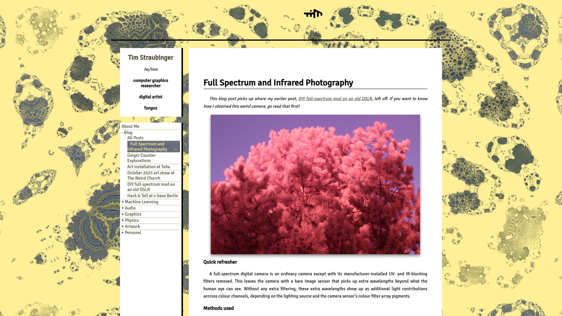 Screenshot of timstr.website: Full Spectrum and Infrared Photography