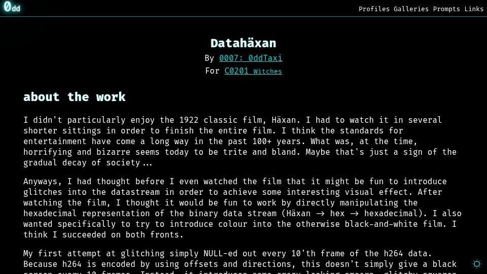 Screenshot of 0dd.company: Datahäxan