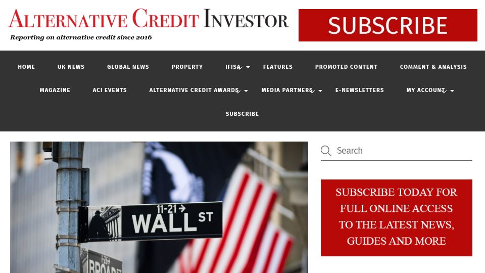Screenshot of alternativecreditinvestor.com: US banks' exposure to private credit hits $300B (2025)