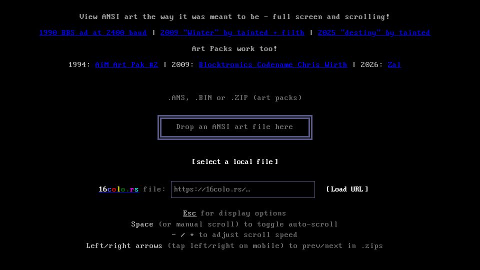 Screenshot of sure.is: Show HN: Web-based ANSI art viewer