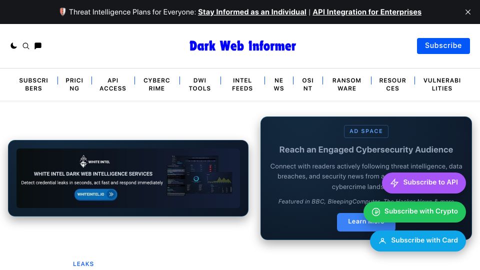 Screenshot of darkwebinformer.com: Source code of Swedish e-government services has been leaked