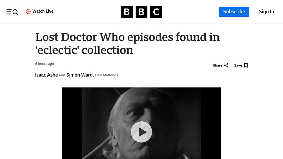 Screenshot of bbc.co.uk: Lost Doctor Who episodes found