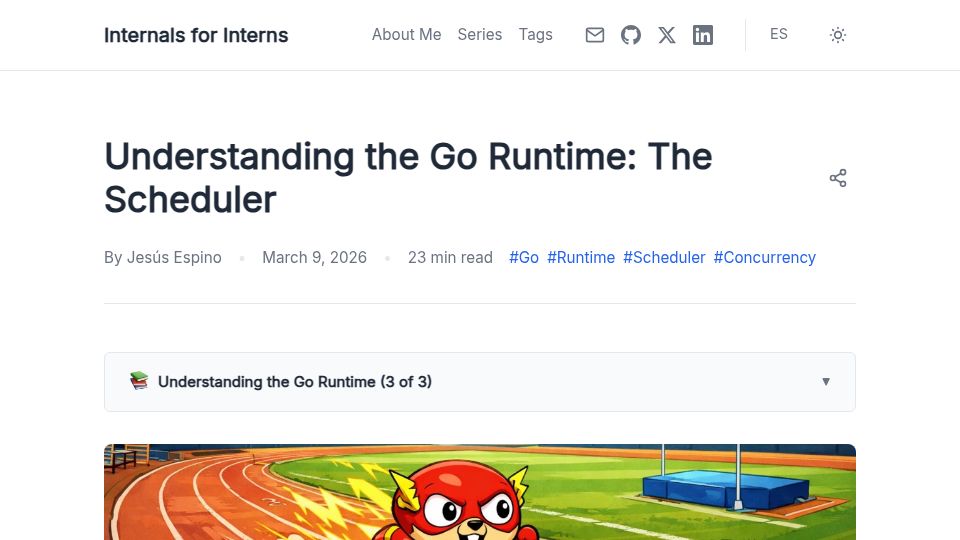 Screenshot of internals-for-interns.com: Understanding the Go Runtime: The Scheduler