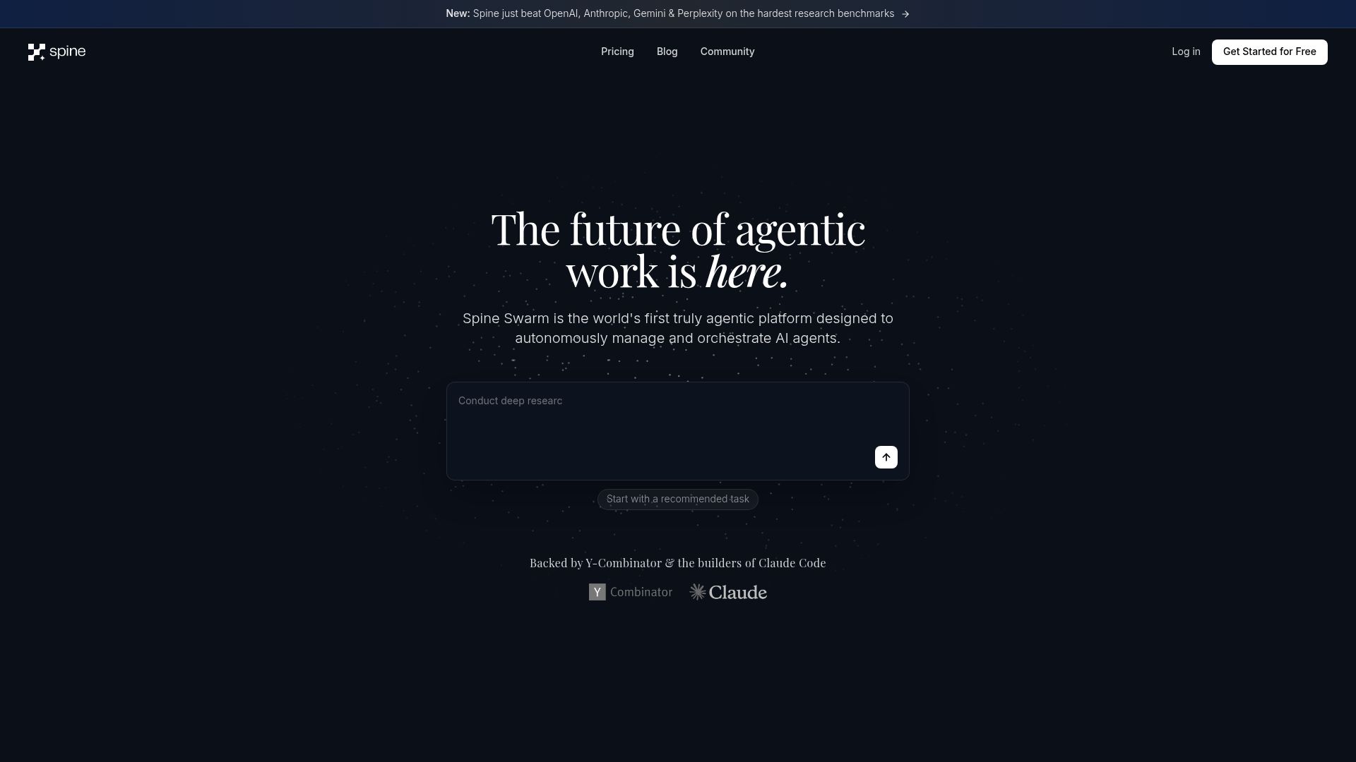 Screenshot of getspine.ai: Launch HN: Spine Swarm (YC S23) – AI agents that collaborate on a visual canvas