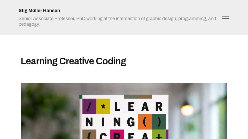 Screenshot of stigmollerhansen.dk: Learning Creative Coding