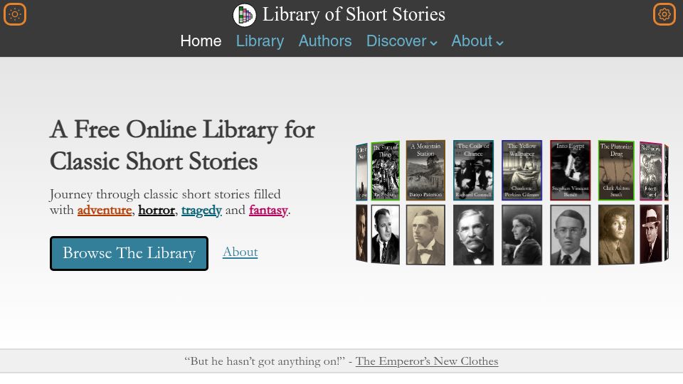 Screenshot of libraryofshortstories.com: Library of Short Stories