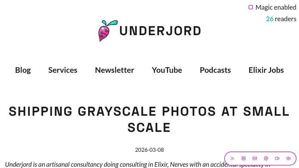 Screenshot of underjord.io: Shipping Grayscale Photos at Small Scale