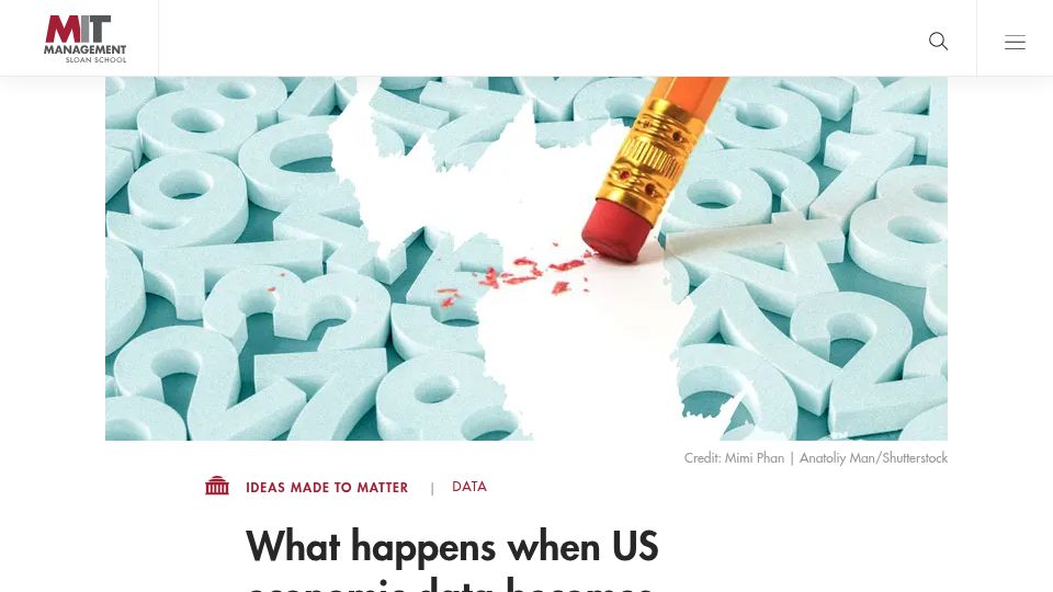 Screenshot of mitsloan.mit.edu: What happens when US economic data becomes unreliable