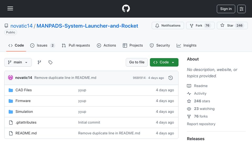 Screenshot of github.com: $96 3D-printed rocket that recalculates its mid-air trajectory using a $5 sensor