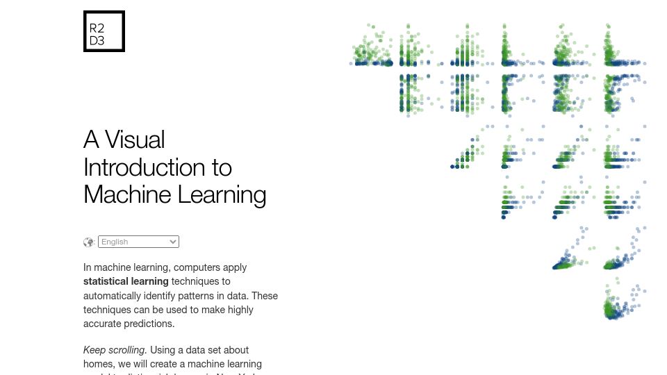 Screenshot of r2d3.us: A Visual Introduction to Machine Learning (2015)