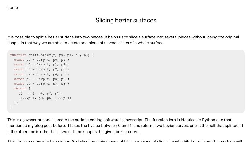 Screenshot of fatih-erikli-potato.github.io: Slicing Bezier Surfaces