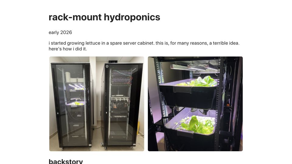 Screenshot of sa.lj.am: Rack-mount hydroponics