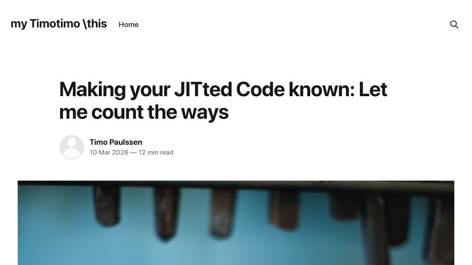 Screenshot of wakelift.de: Making your JITted Code known: Let me count the ways