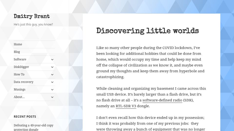 Screenshot of dmitrybrant.com: Discovering Little Worlds (2020)