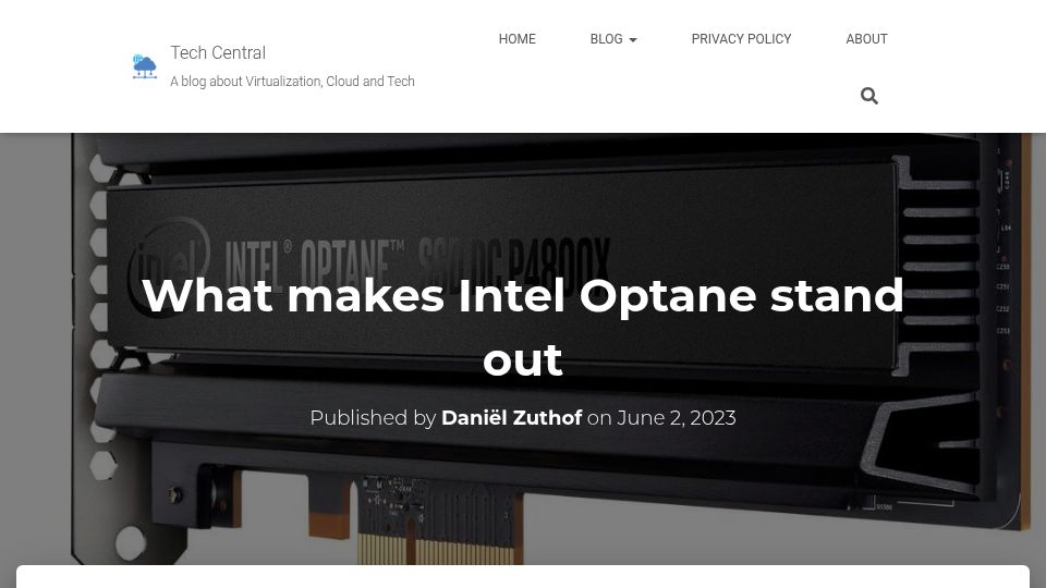 Screenshot of blog.zuthof.nl: What makes Intel Optane stand out (2023)