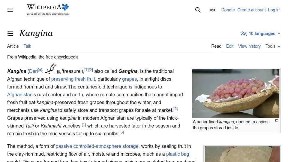 Screenshot of en.wikipedia.org: Kangina