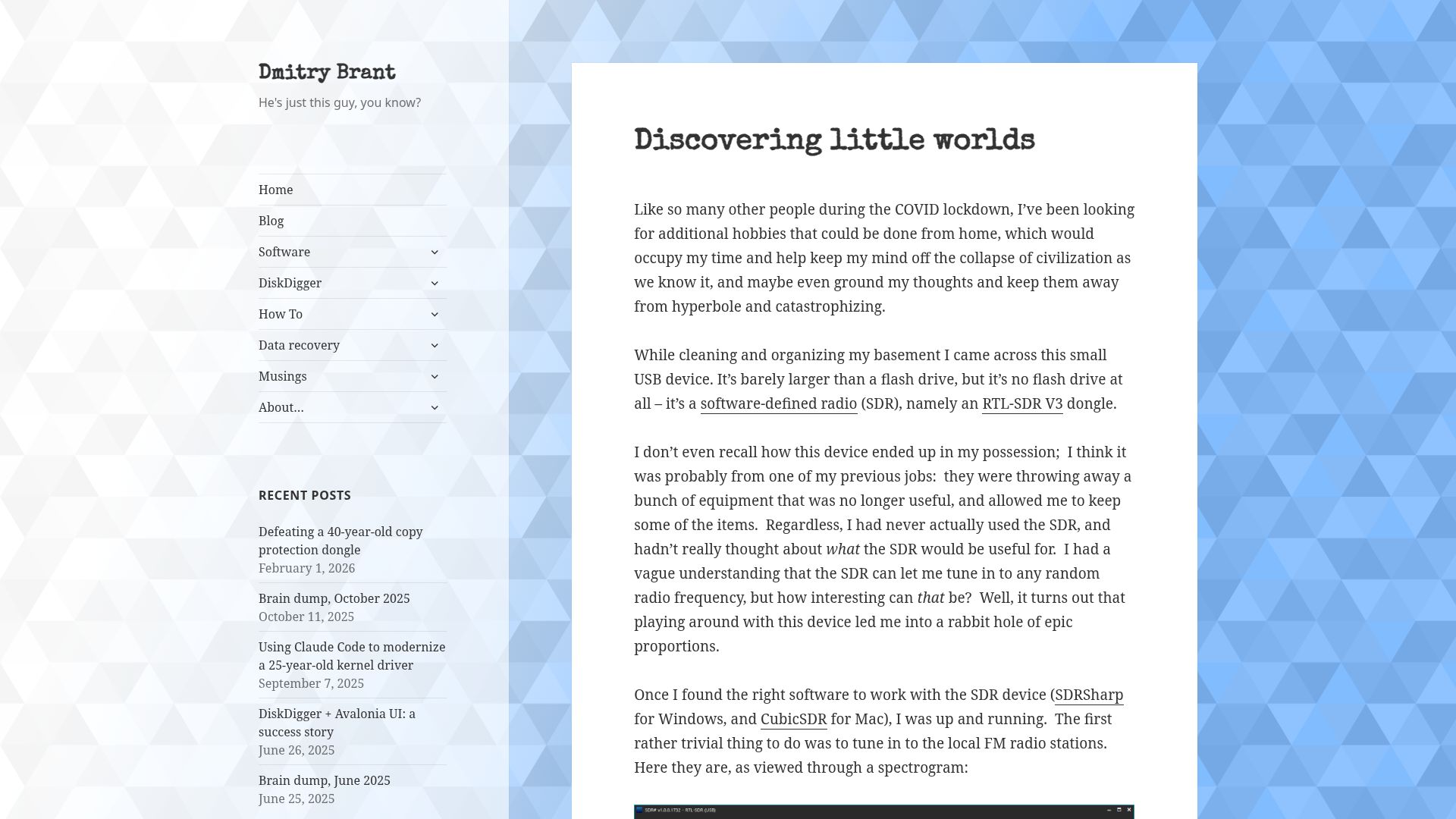 Screenshot of dmitrybrant.com: Discovering Little Worlds (2020)