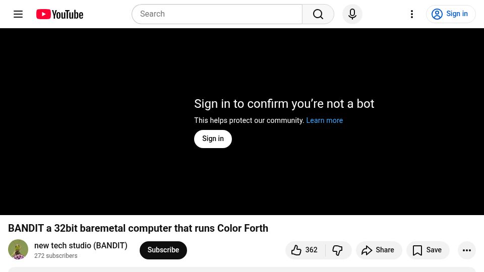 Screenshot of youtube.com: Bandit: A 32bit baremetal computer that runs Color Forth [video]