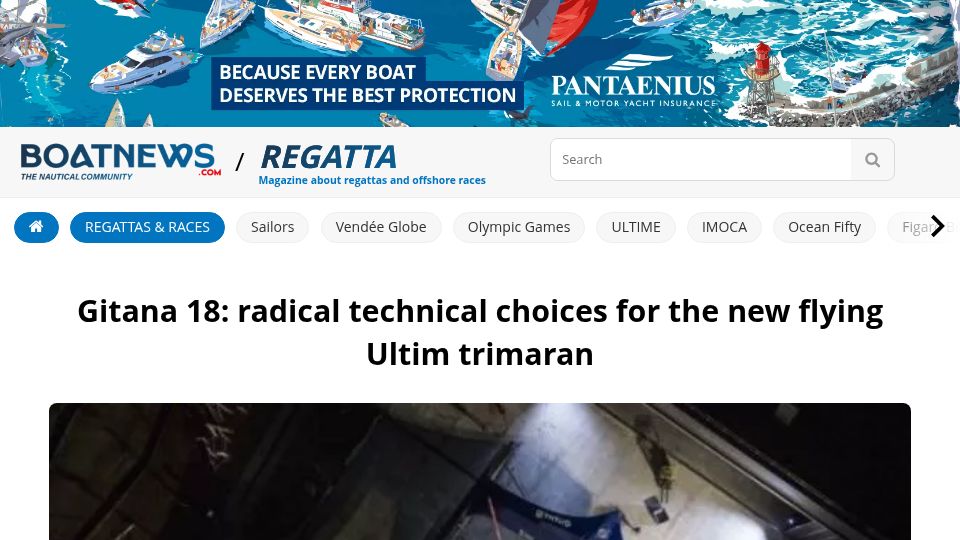 Screenshot of boatnews.com: Gitana 18: the new flying Ultim trimaran