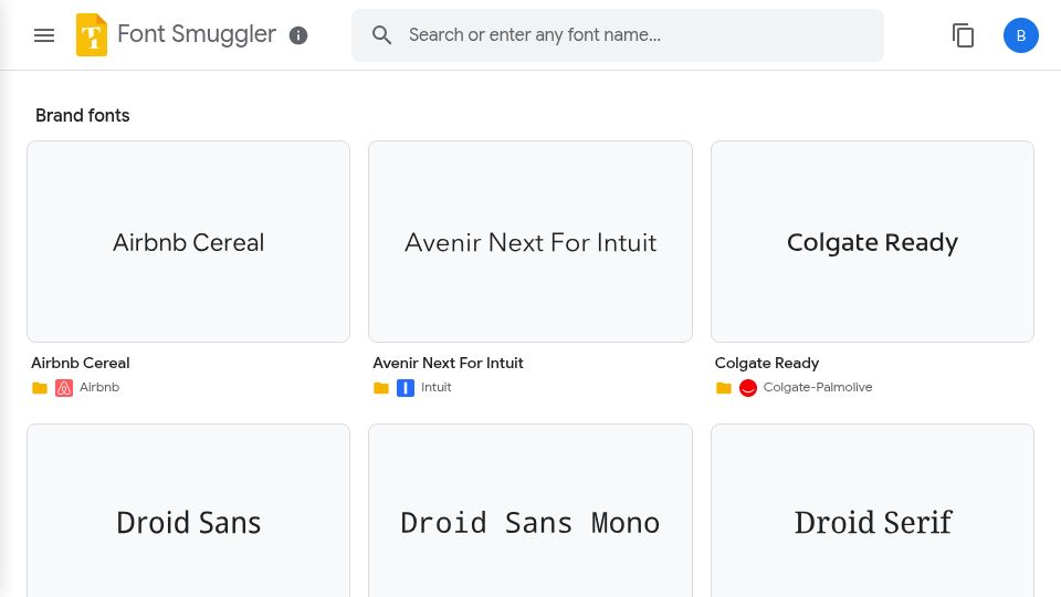 Screenshot of brianmoore.com: Font Smuggler – Copy hidden brand fonts into Google Docs