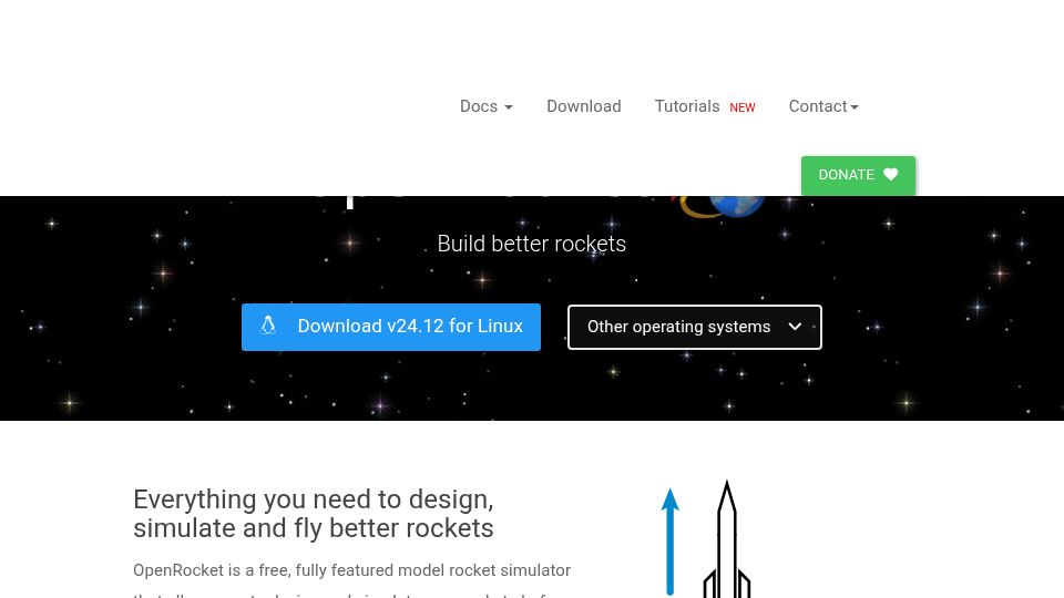Screenshot of openrocket.info: OpenRocket