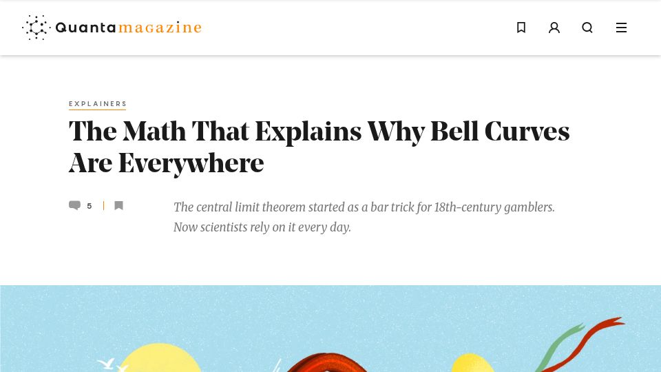 Screenshot of quantamagazine.org: The math that explains why bell curves are everywhere