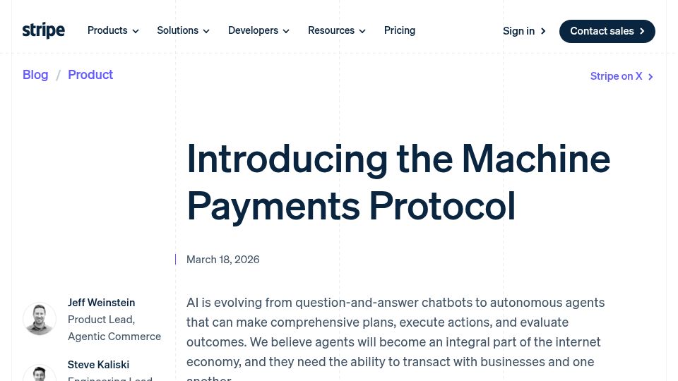 Screenshot of stripe.com: Machine Payments Protocol (MPP)