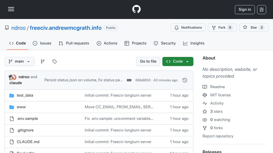Screenshot of github.com: Show HN: Playing LongTurn FreeCiv with Friends