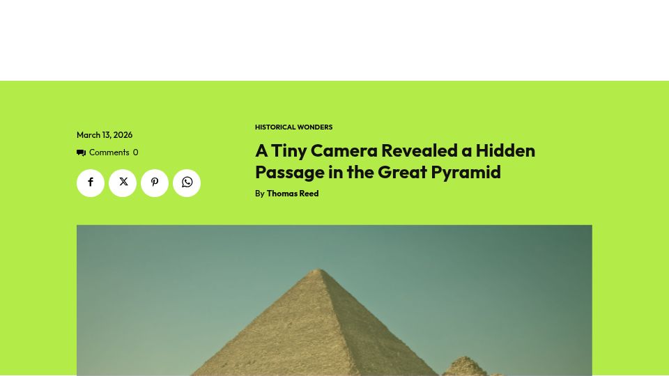 Screenshot of modernengineeringmarvels.com: A Tiny Camera Revealed a Hidden Passage in the Great Pyramid