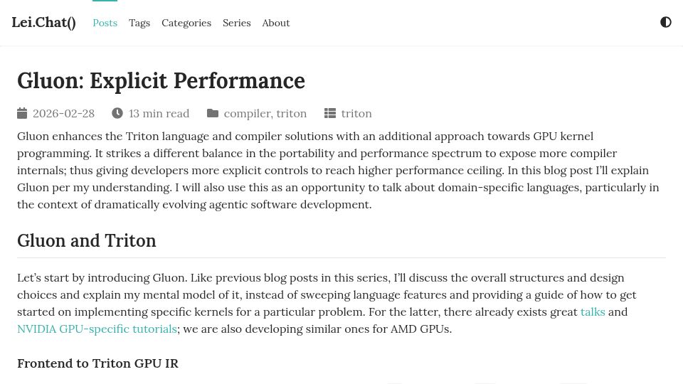 Screenshot of lei.chat: Gluon: Explicit Performance