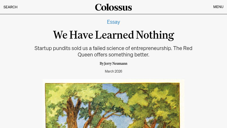 Screenshot of colossus.com: We Have Learned Nothing
