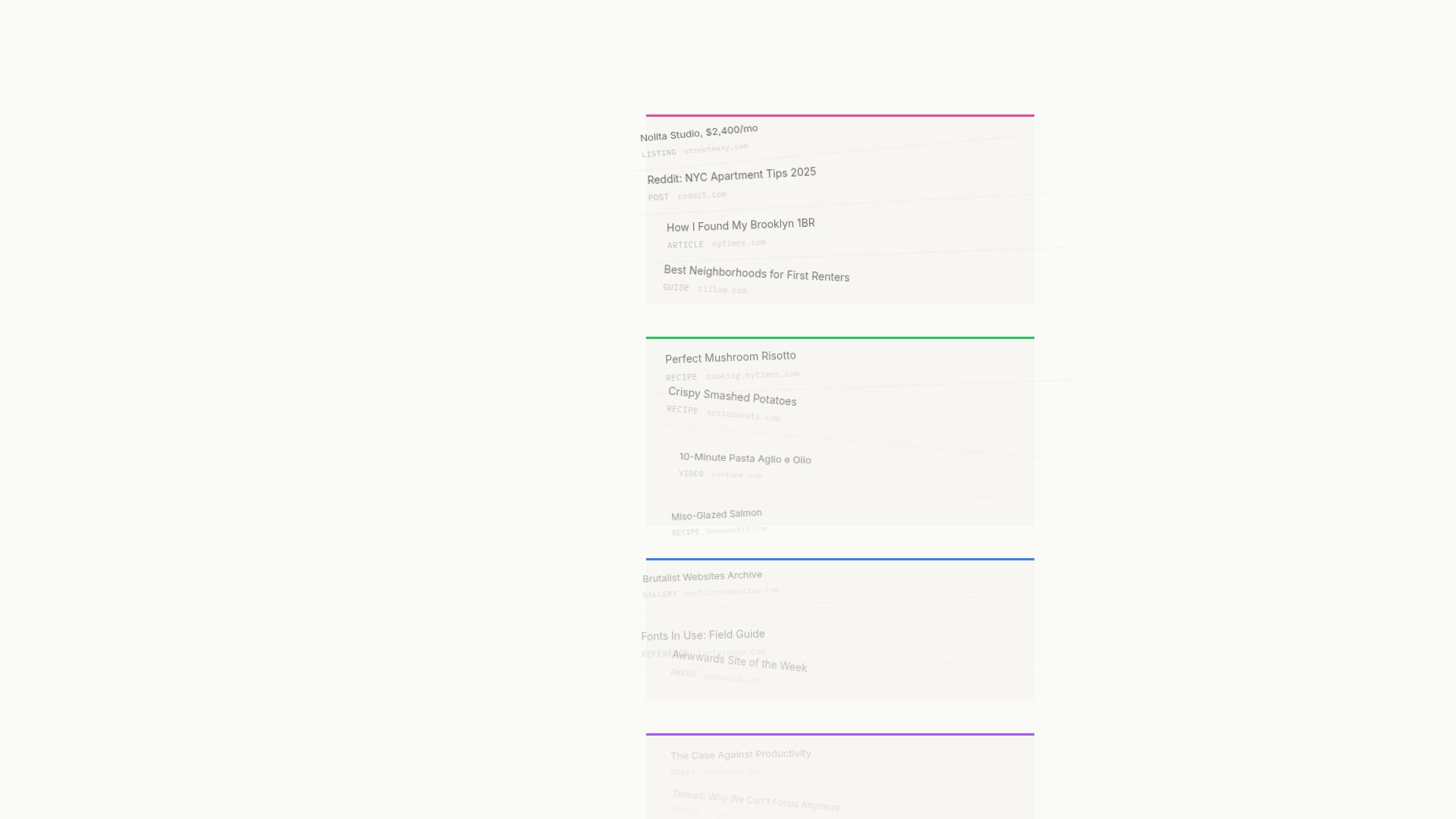 Screenshot of panoit.com: Show HN: Pano, a bookmarking tool built around shareable shelves