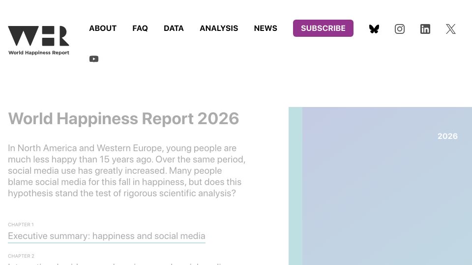 Screenshot of worldhappiness.report: World Happiness Report 2026