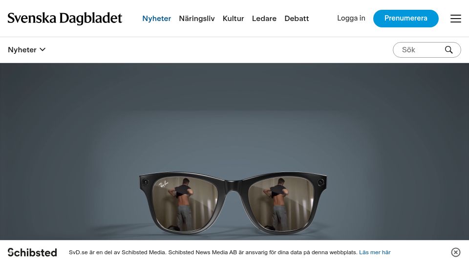 Screenshot of svd.se: Meta’s AI smart glasses and data privacy concerns