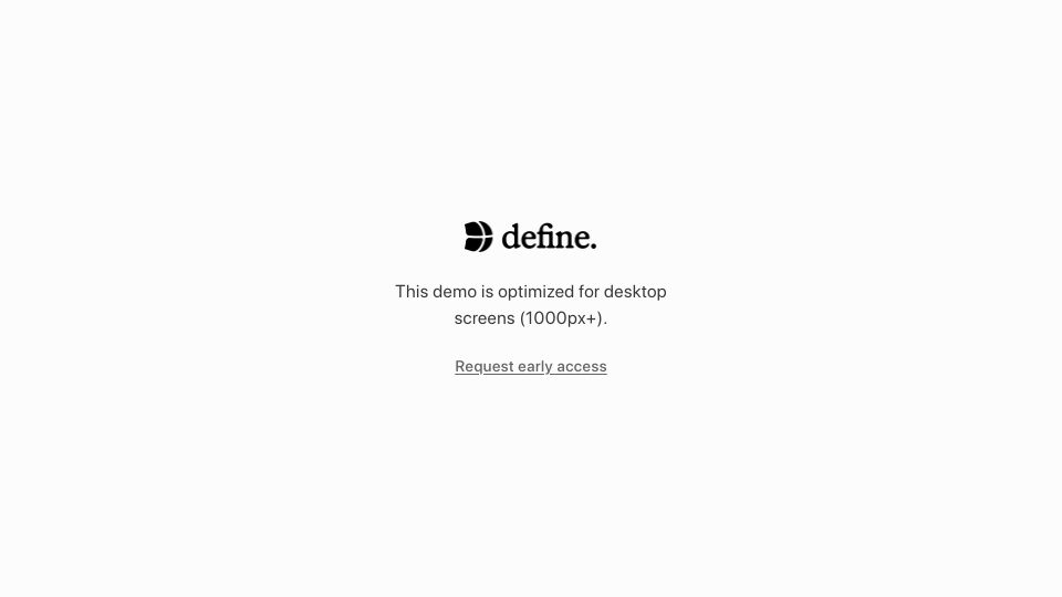 Screenshot of demo.define.app: Show HN: I made an email app inspired by Arc browser