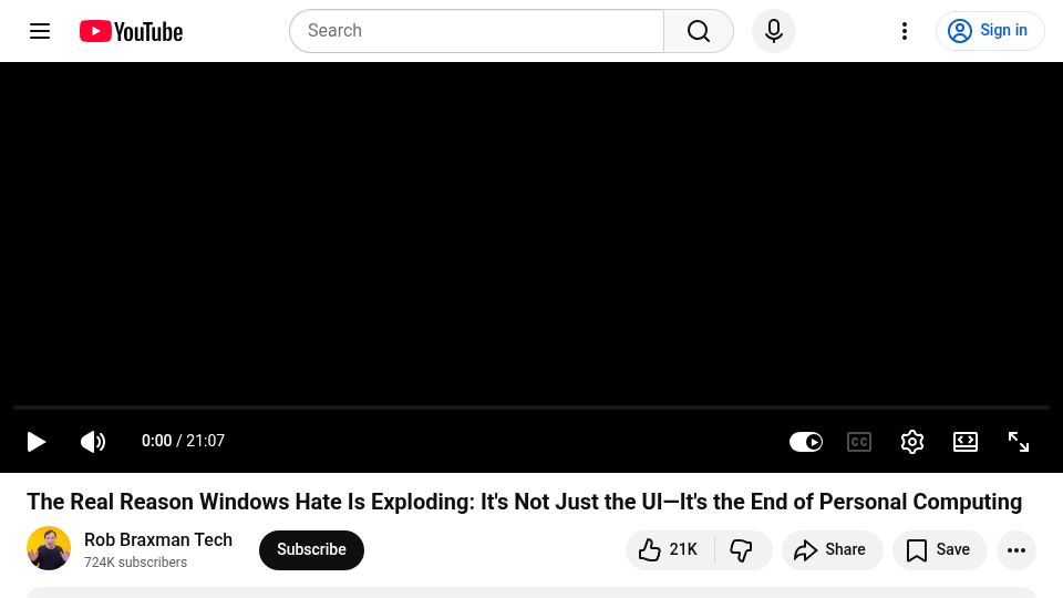 Screenshot of youtube.com: The Reason Windows Hate Is Exploding: It's the End of Personal Computing [video]