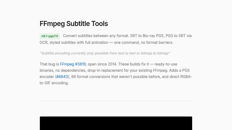 Screenshot of connollydavid.github.io: Show HN: I fixed FFmpeg's subtitle conversion (the bug from 2014)
