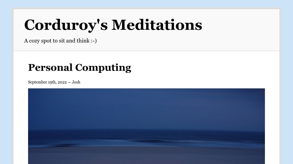 Screenshot of josh8.com: Personal Computing (2022)