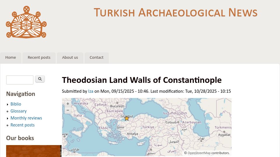 Screenshot of turkisharchaeonews.net: Theodosian Land Walls of Constantinople (2025)
