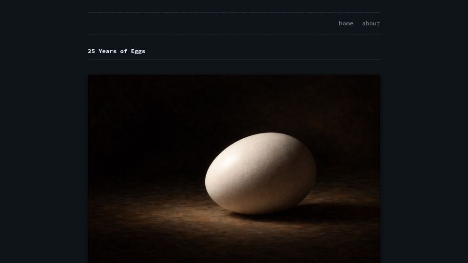 Screenshot of john-rush.com: 25 Years of Eggs