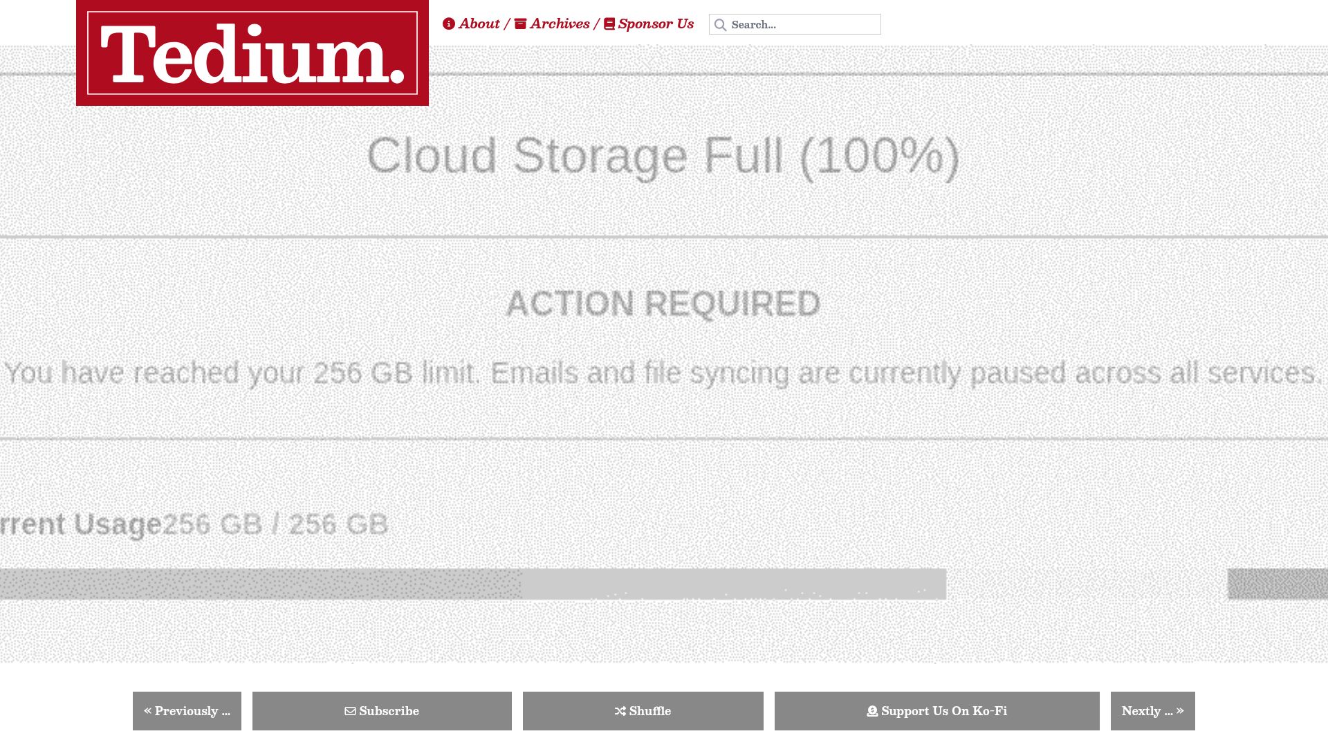 Screenshot of tedium.co: They’re vibe-coding spam now