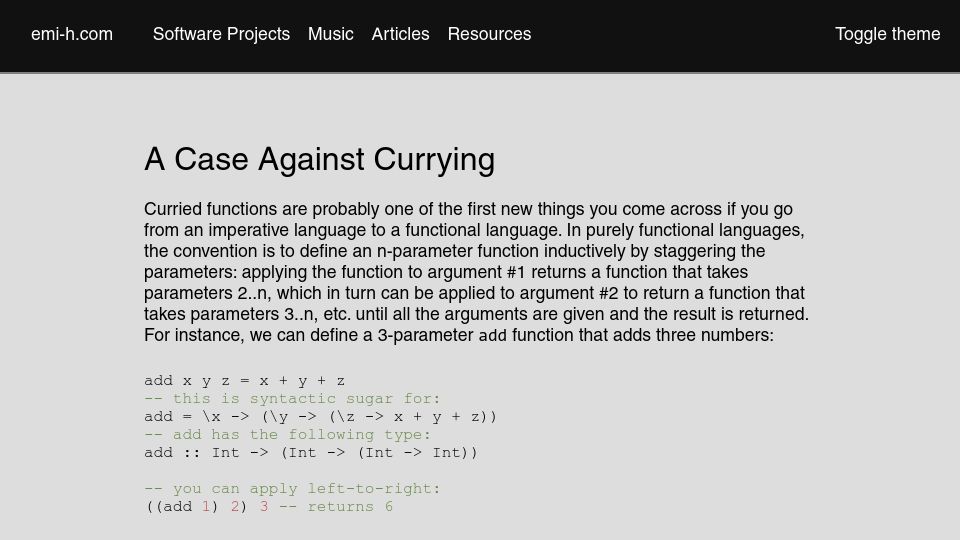 Screenshot of emi-h.com: A case against currying
