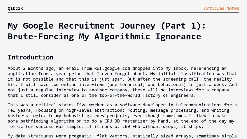 Screenshot of blog.dominikrudnik.pl: Brute-forcing my algorithmic ignorance