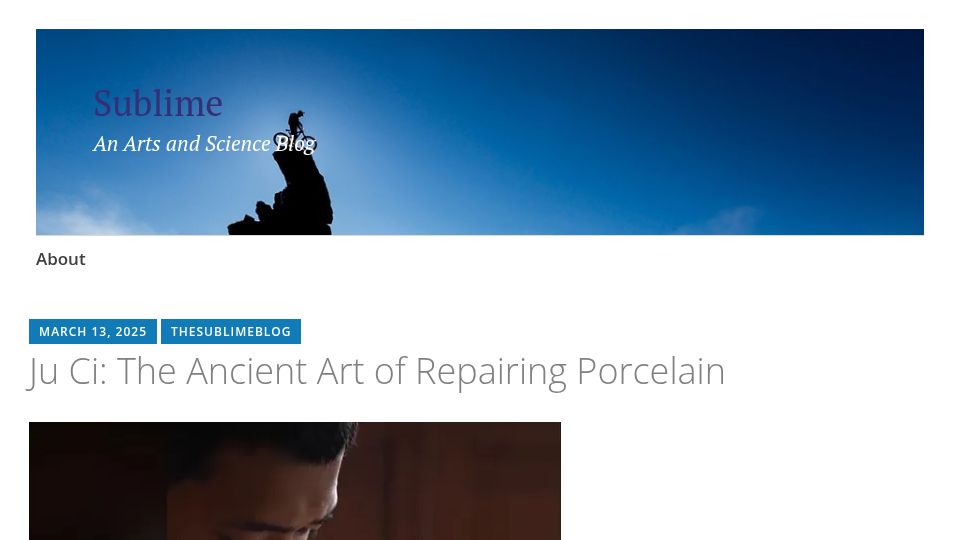 Screenshot of thesublimeblog.org: Ju Ci: The Art of Repairing Porcelain