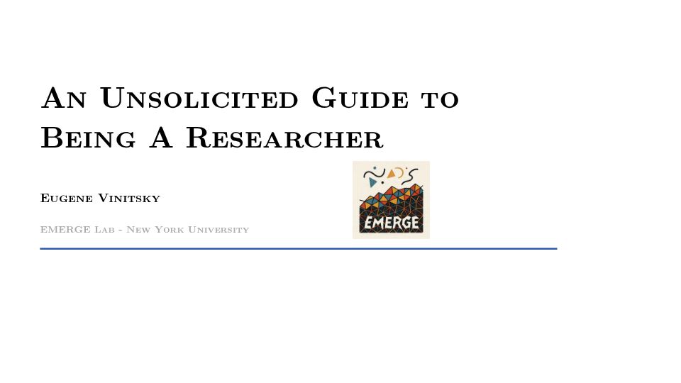Screenshot of emerge-lab.github.io: An unsolicited guide to being a researcher [pdf]