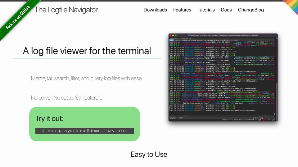 Screenshot of lnav.org: Log File Viewer for the Terminal
