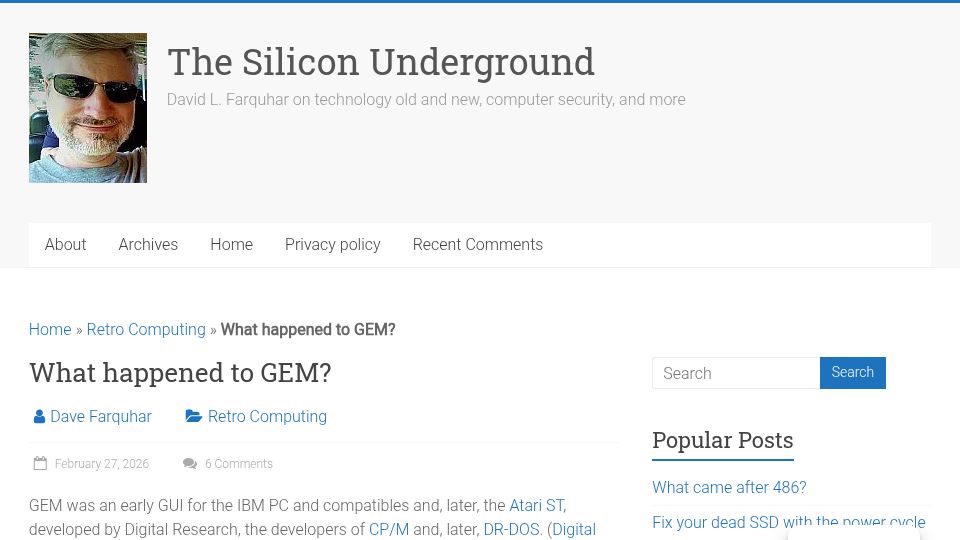 Screenshot of dfarq.homeip.net: What happened to GEM?