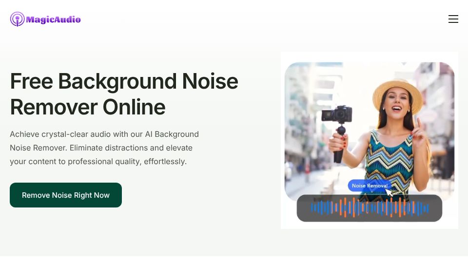 Screenshot of magicaudio.pro: MagicAudio – Free Noise, Echo and Background Music Remover