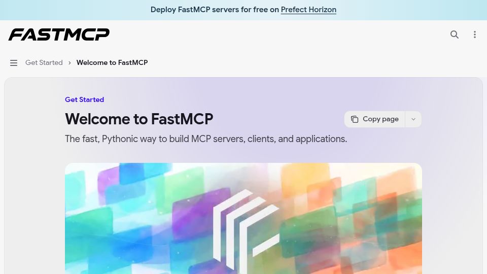 Screenshot of gofastmcp.com: Welcome to FastMCP